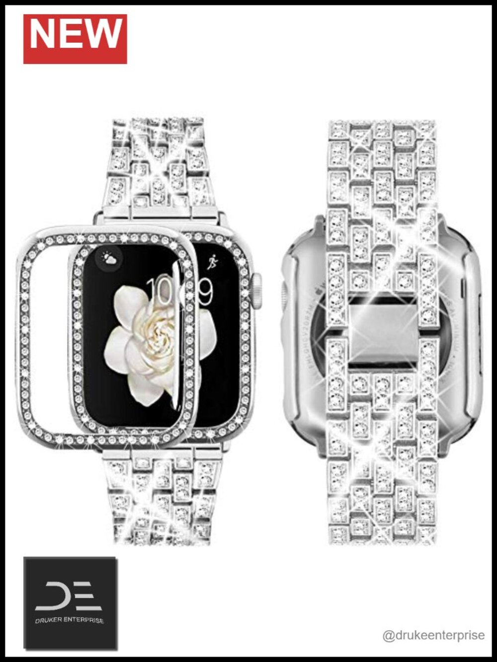 Bling Replacement Metal Band & Case for Apple Watch Sizes 38-49mm
